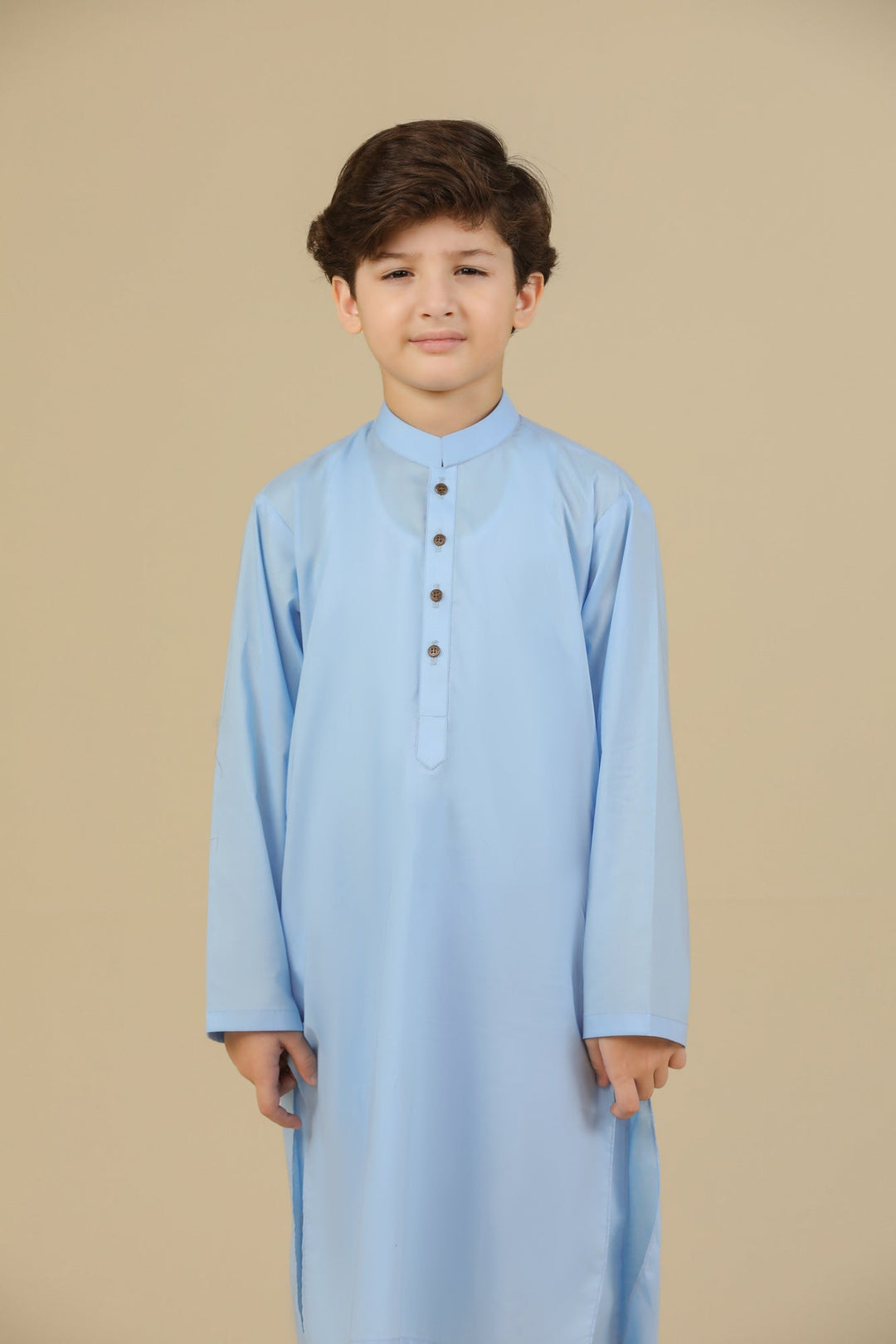 Muraqsh Ready To Wear Solids Cotton Boys Sky Blue Kurta Trouser MURBCKT - Summer Collection