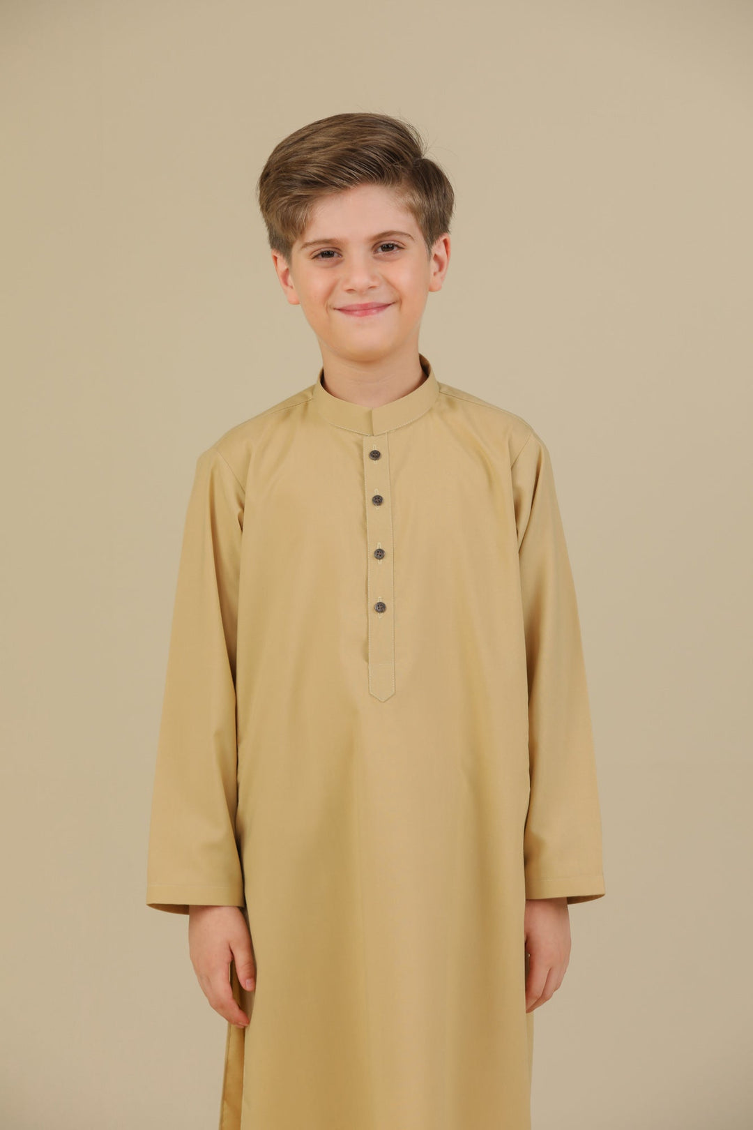 Muraqsh Ready To Wear Solids Cotton Boys Ivory Blended Kurta Trouser MUR-IKT-K - Summer Collection