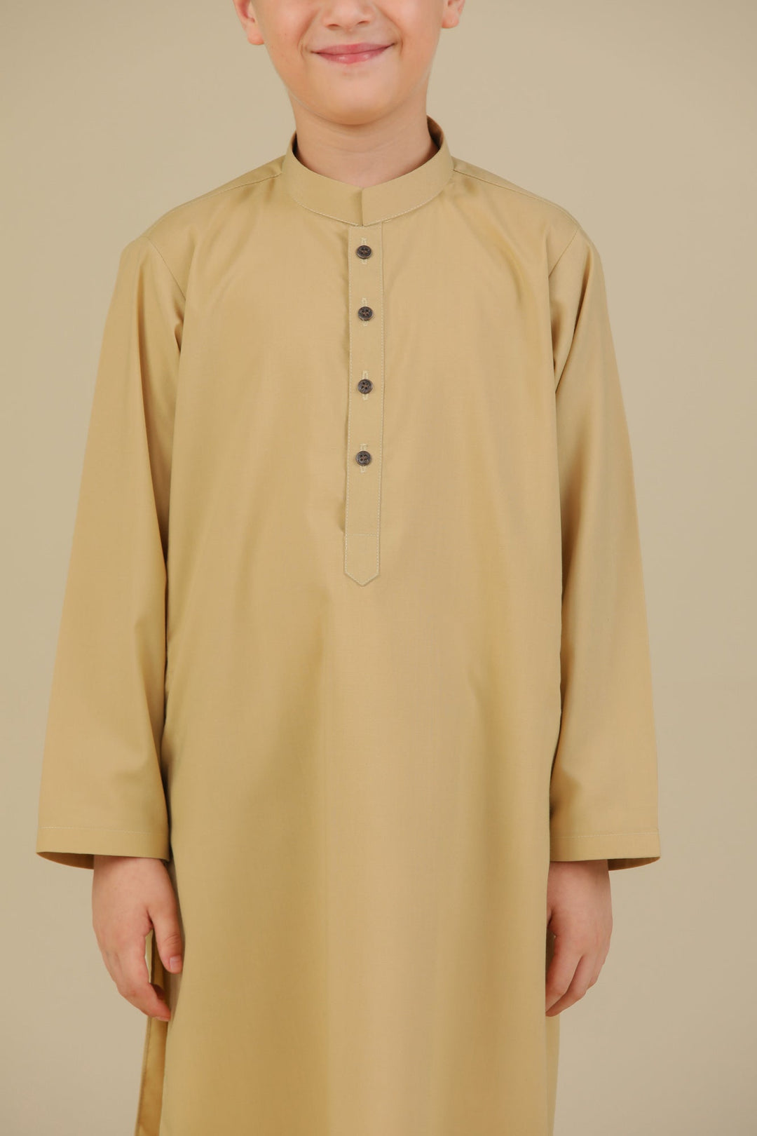 Muraqsh Ready To Wear Solids Cotton Boys Ivory Blended Kurta Trouser MUR-IKT-K - Summer Collection