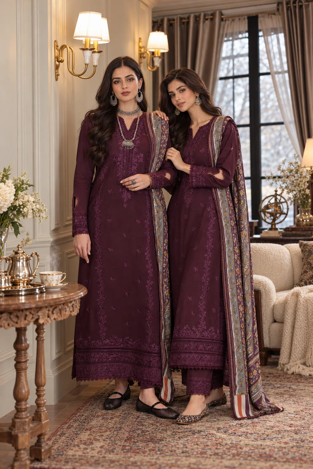 Noor by Saadia Asad Unstitched Embroidered Linen 3 Piece Suit SA26UNL D7 B - Winter Collection