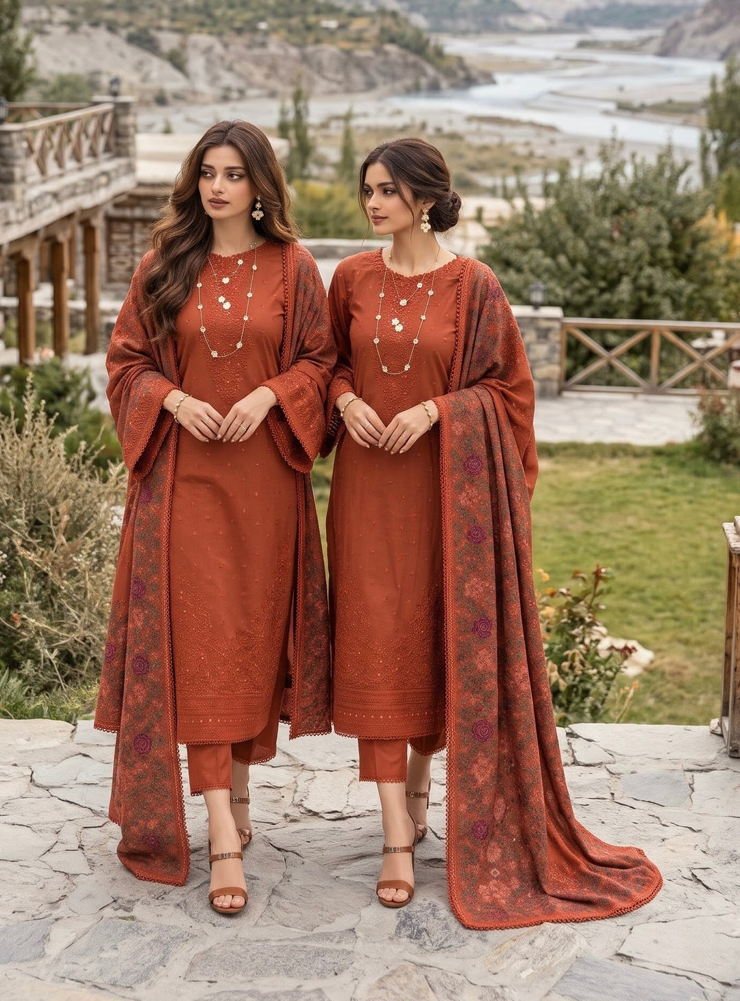 Noor Pashmina Shawl by Saadia Asad Unstitched Embroidered Khaddar 3 Piece Suit SA26UNW D5 - Winter Collection