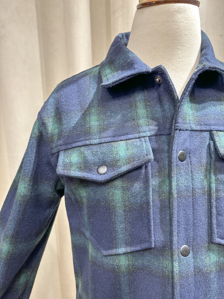 Muraqsh Ready To Wear Solids Cotton Men Blue Check Wool Coat ABD-BTWC - Summer Collection