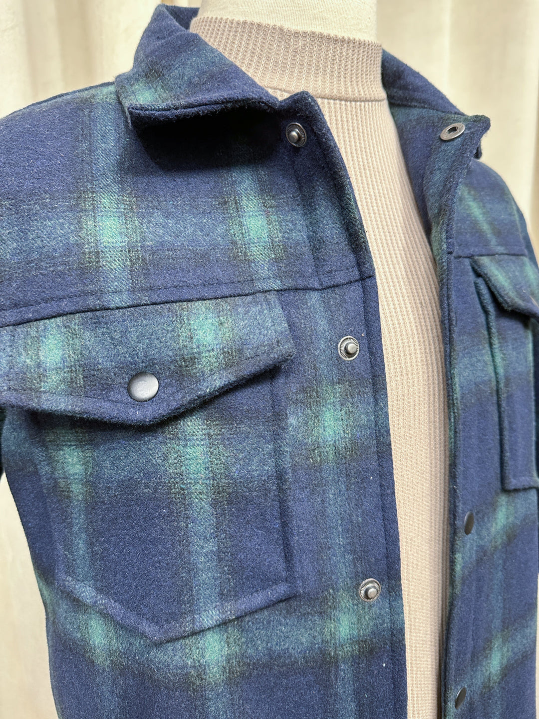 Muraqsh Ready To Wear Solids Cotton Men Blue Check Wool Coat ABD-BTWC - Summer Collection