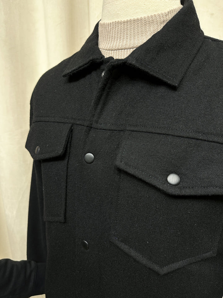 Muraqsh Ready To Wear Solids Cotton Men Black Wool Coat ABD-BLWC - Summer Collection