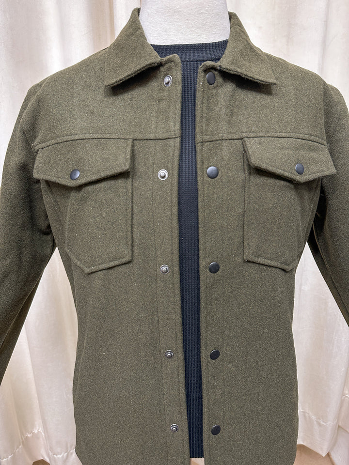 Muraqsh Ready To Wear Solids Cotton Men Olive Wool Coat ABD-OWC - Summer Collection