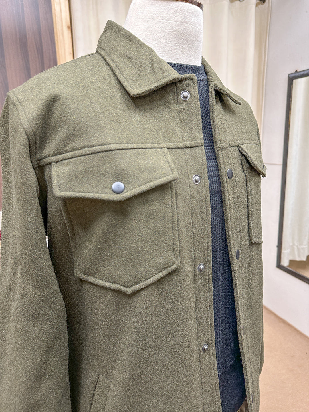 Muraqsh Ready To Wear Solids Cotton Men Olive Wool Coat ABD-OWC - Summer Collection
