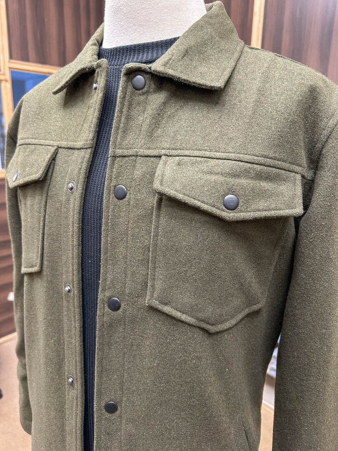 Muraqsh Ready To Wear Solids Cotton Men Olive Wool Coat ABD-OWC - Summer Collection