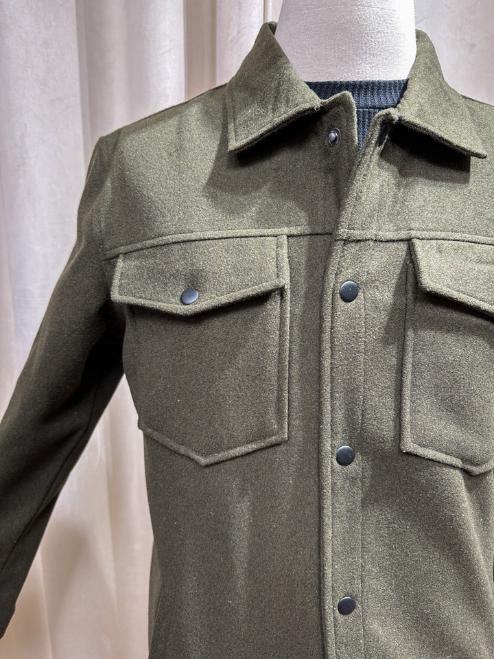 Muraqsh Ready To Wear Solids Cotton Men Olive Wool Coat ABD-OWC - Summer Collection