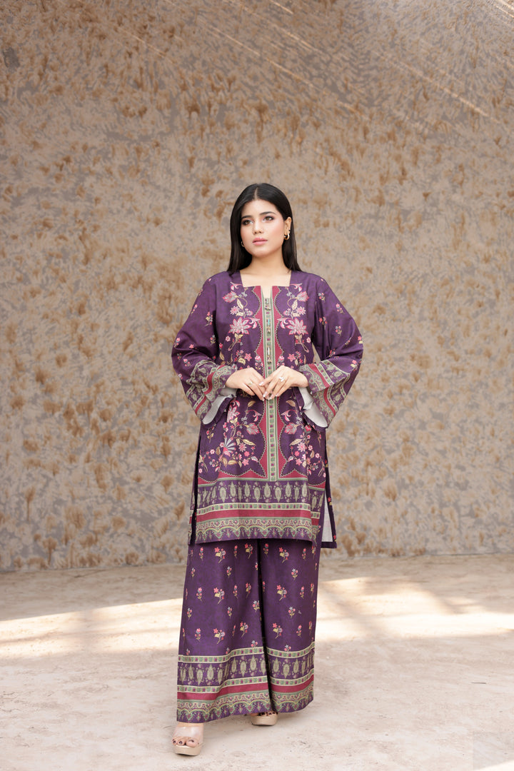 Firdous Women Pret Printed Cotton 2 Piece Royal Purple ATP-33 - Summer Collection