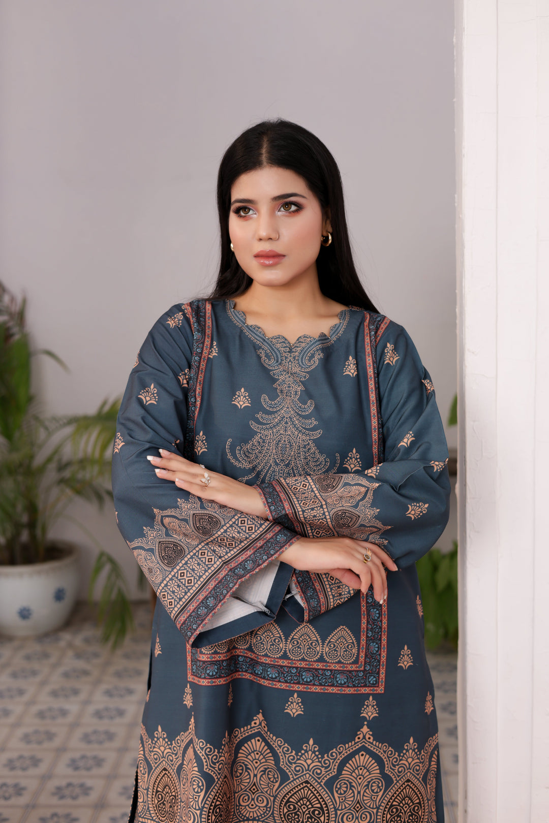 Firdous Women Pret Printed Cotton 2 Piece Mediable Blue ATP-34 - Summer Collection