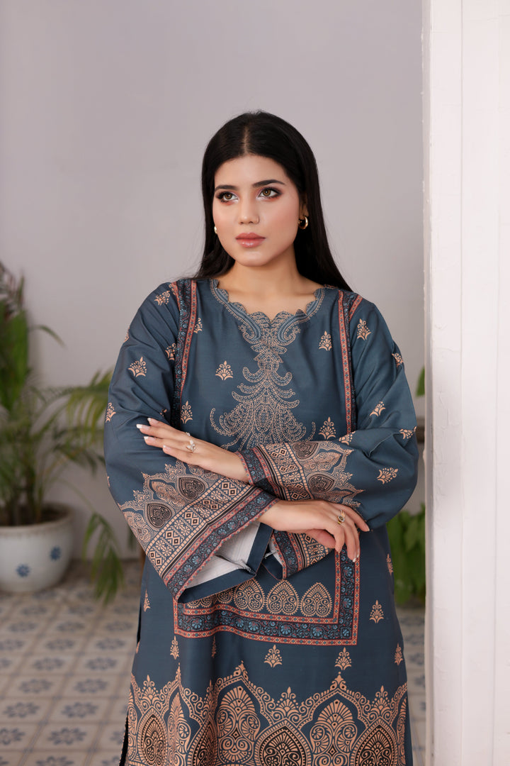 Firdous Women Pret Printed Cotton 2 Piece Mediable Blue ATP-34 - Summer Collection