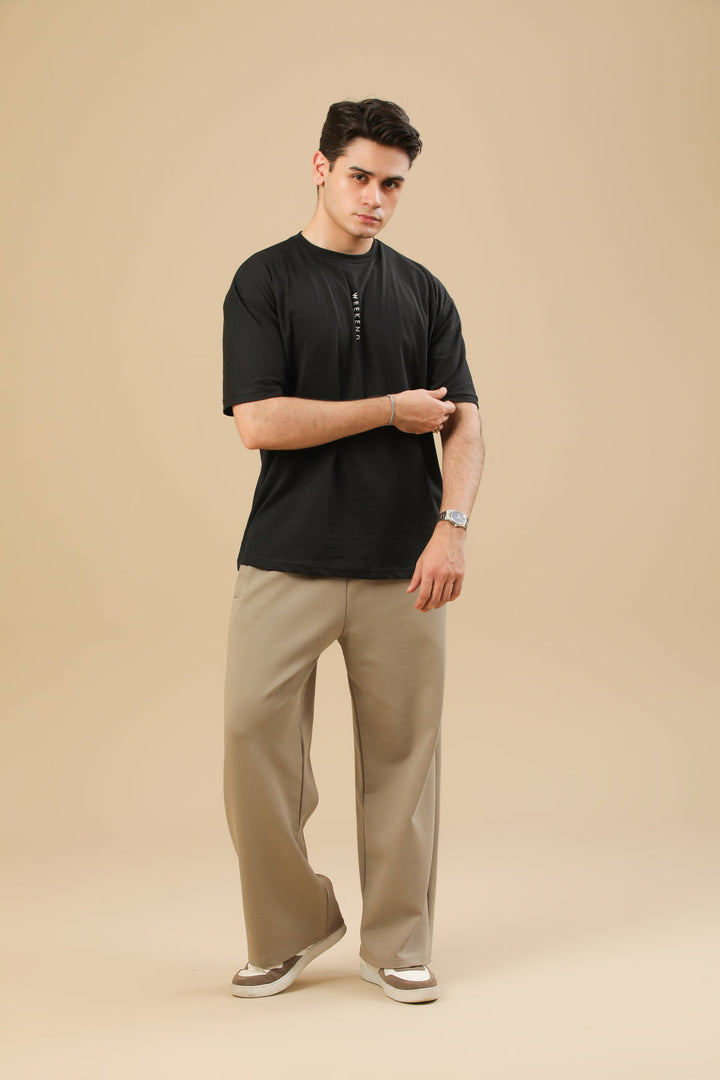 Muraqsh Ready To Wear Solids Cotton Men Weekend Oversized Tee in Black ABD-WOSTB - Summer Collection