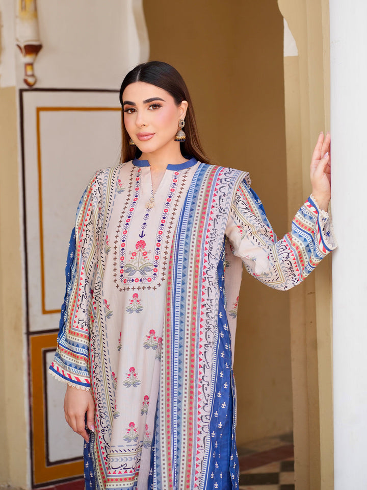 TNG Women Luxury Pret Printed Crepe 3 Piece Suit Asbaab - Casual Collection