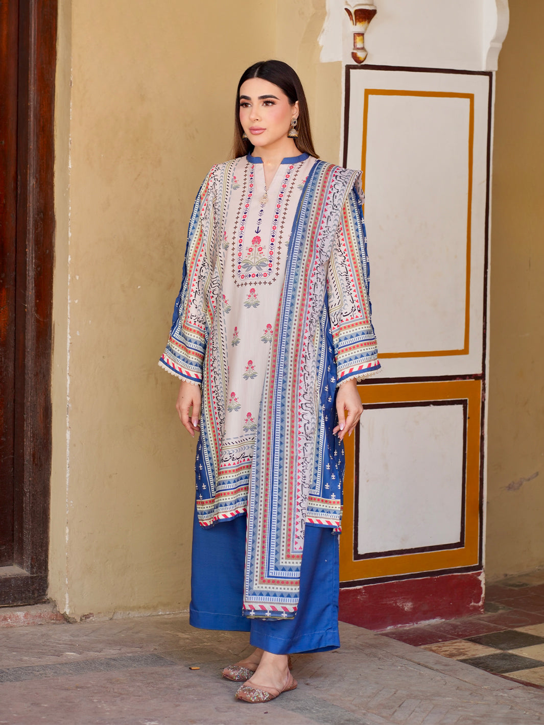 TNG Women Luxury Pret Printed Crepe 3 Piece Suit Asbaab - Casual Collection
