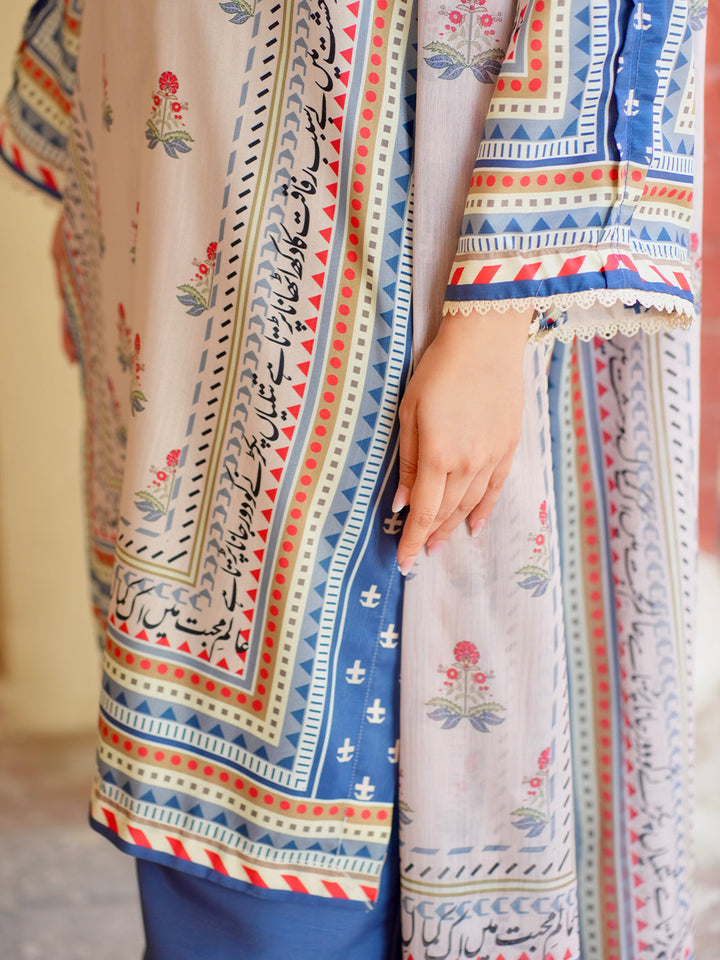 TNG Women Luxury Pret Printed Crepe 3 Piece Suit Asbaab - Casual Collection