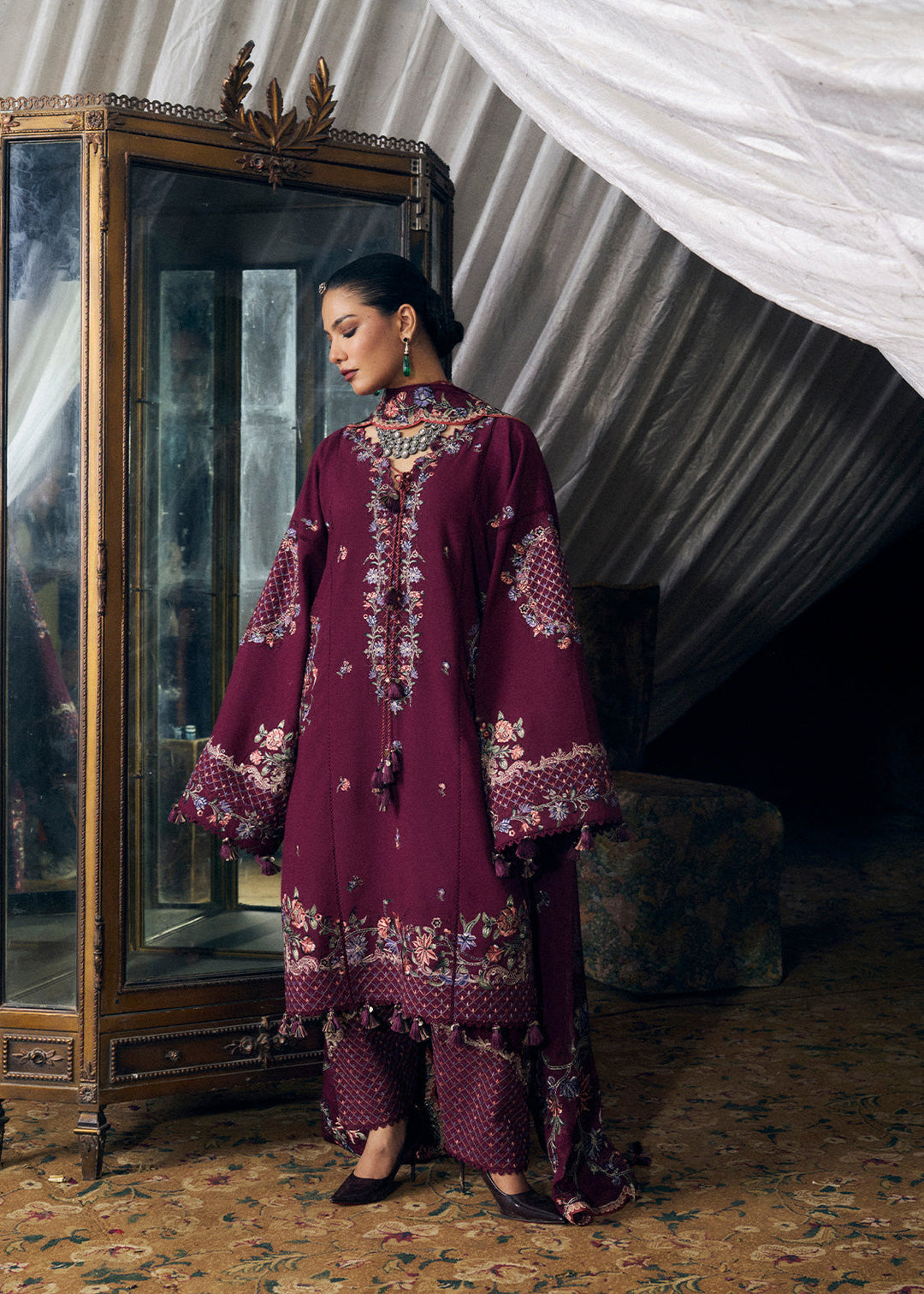 Radha Kishan by Hussain Rehar Unstitched Embroidered Karandi 3 Piece Suit JUHI - Winter Collection