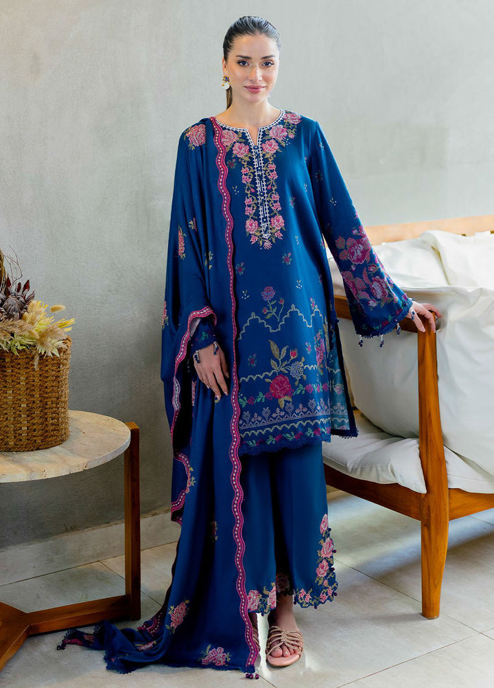 Cross Stitch Embroidered Cotton Satin Suits Unstitched 3 Piece CS25SU Ink Bloom - Winter Collection