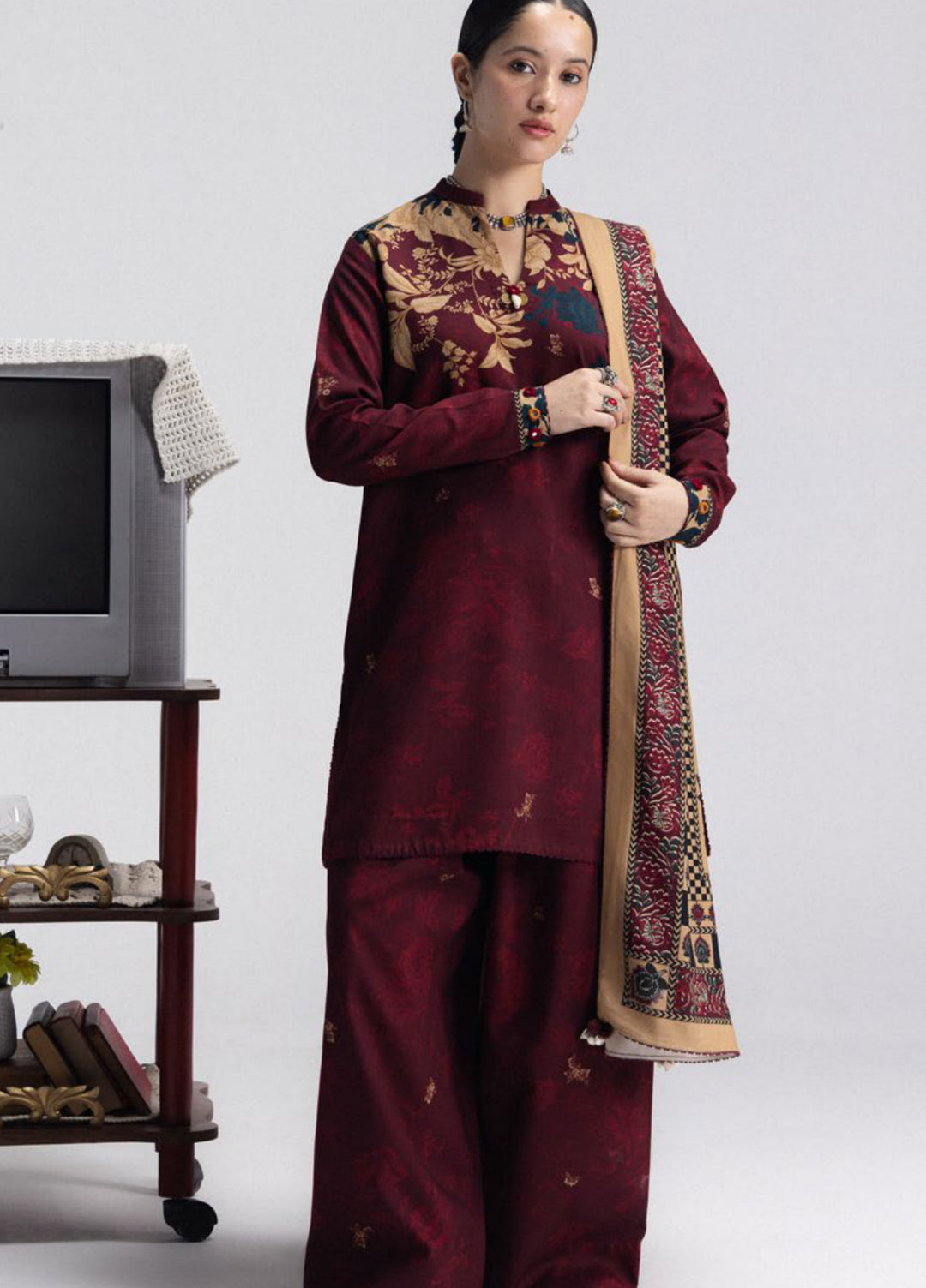 Coco by Zara Shahjahan Unstitched Printed Linen 3 Piece Suit CZ26UPL Iris 8A - Casual Collection