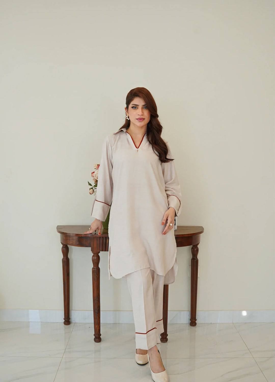 Luxe by Menaal RTW Solids Viscose Lawn 2 Piece Suit IVORY - Casual Collection