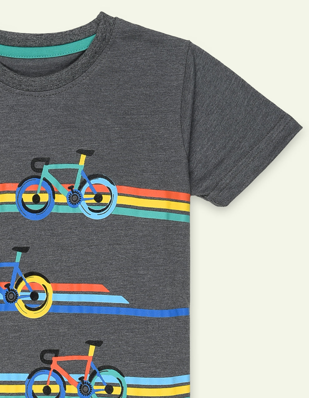 Ixample Boys RTW Printed Jersey 1 Piece Dark Grey Bicycle Graphic Tee - Casual Collection