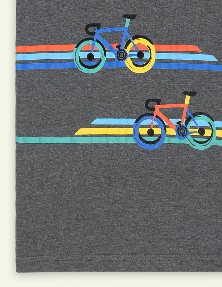 Ixample Boys RTW Printed Jersey 1 Piece Dark Grey Bicycle Graphic Tee - Casual Collection
