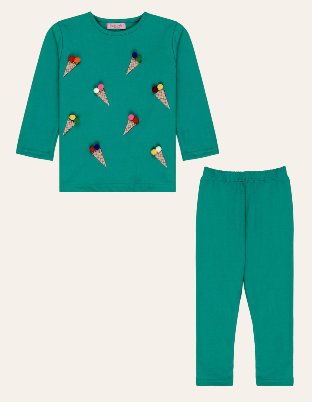 Ixample Kids Pret 2 Piece Hand work Waffle Tshirt Set - Winter Collection