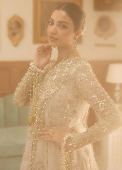 Siraa by Sadaf Fawad Khan Unstitched Suits 3 Piece SDF25SF Ivory Celeste - Formals Collection