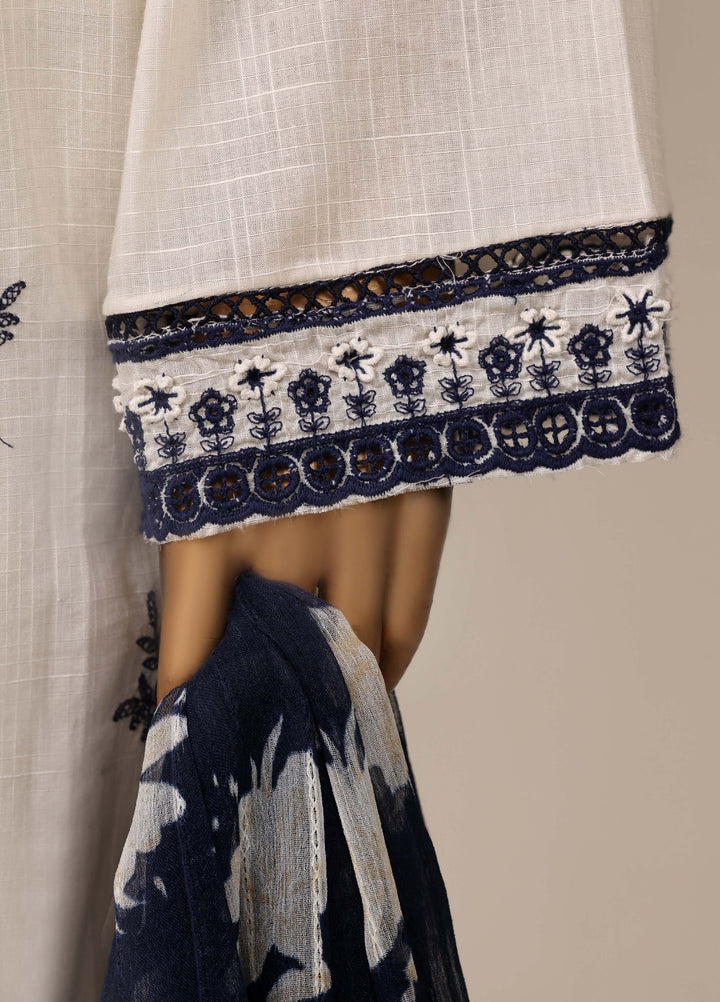 HZ Textiles RTW Chikankari Lawn 3 Piece Suit HZ26PCL IVORY SBE-3P-071 - Casual Collection