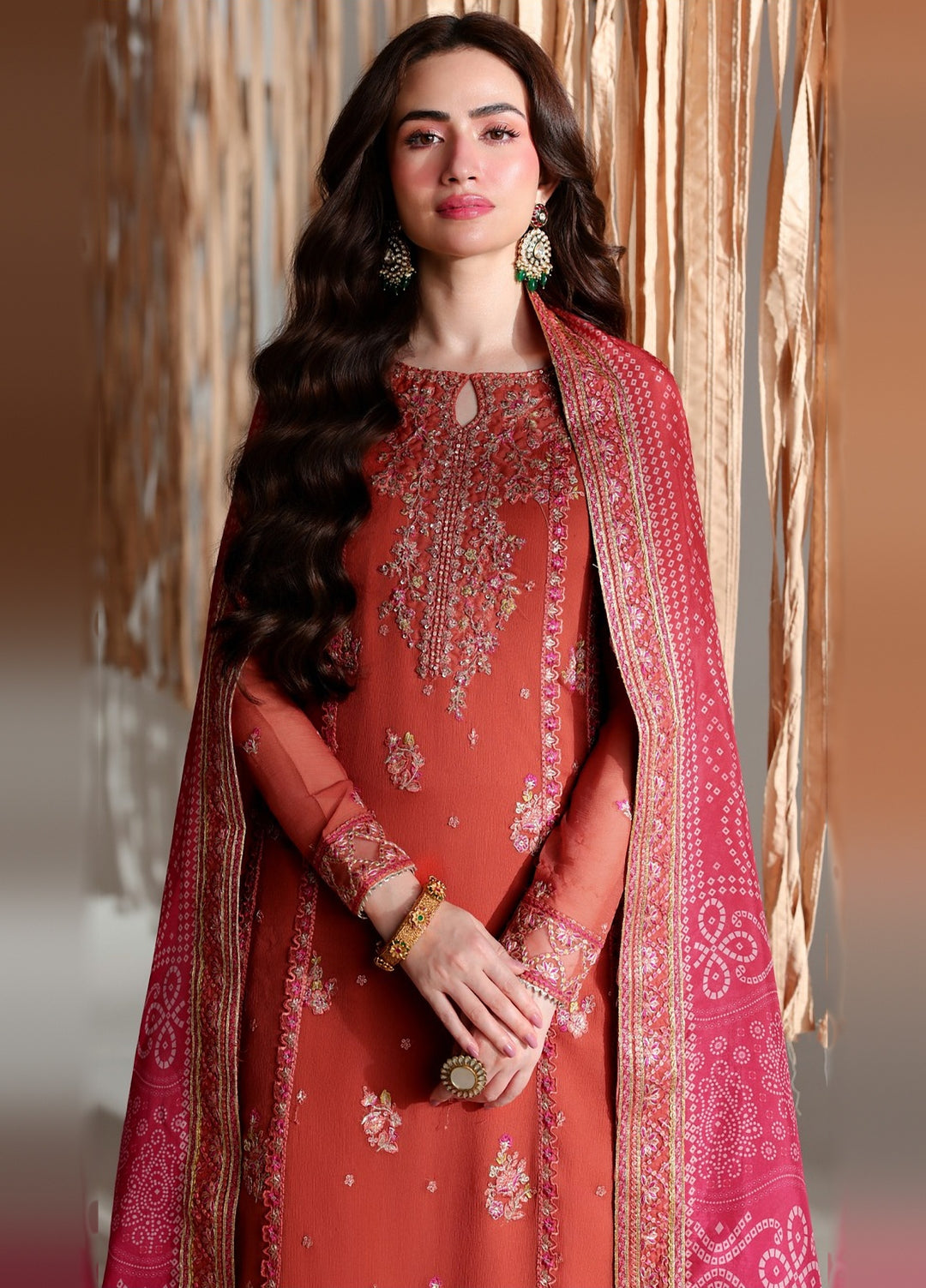 Ensembles by Azure Unstitched Embroidered Chiffon 3 Piece Suit AZ26UEF IZKA - Festive Collection