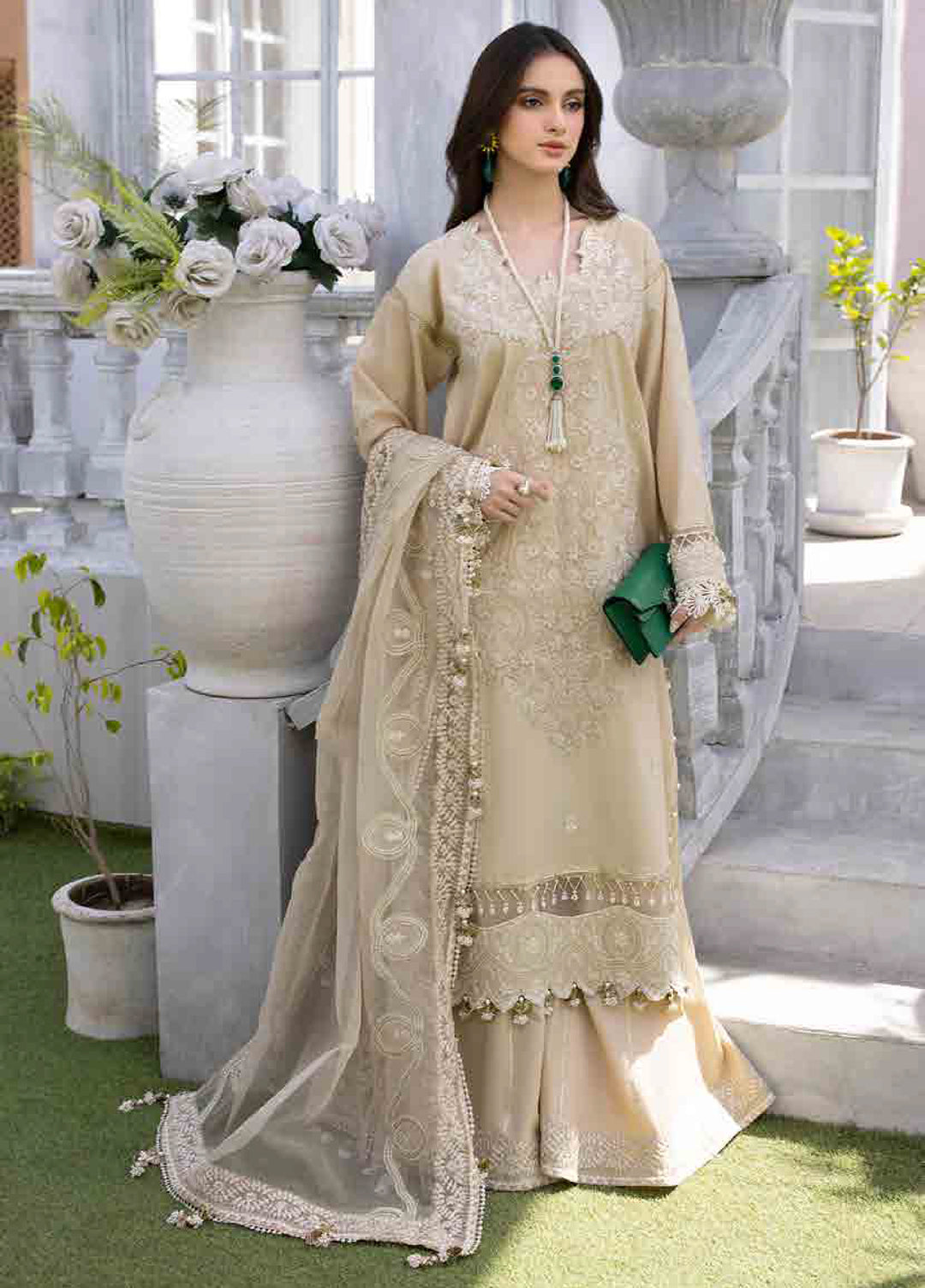 Husn E Adaa by Maham Sultan Unstitched Embroidered Lawn 3 Piece Suit MS26UHA Jazmine - Lawn Collection
