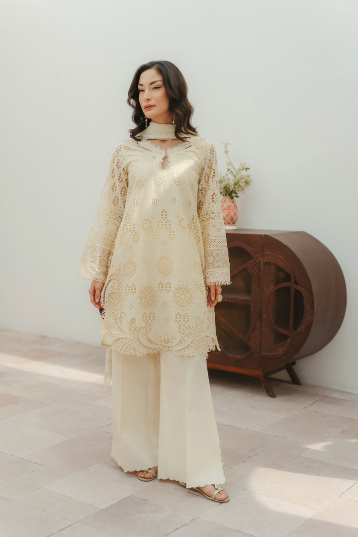 Manara by Maria Embroidered Chikankari 3 Piece Suit JASMINE - Festive Collection