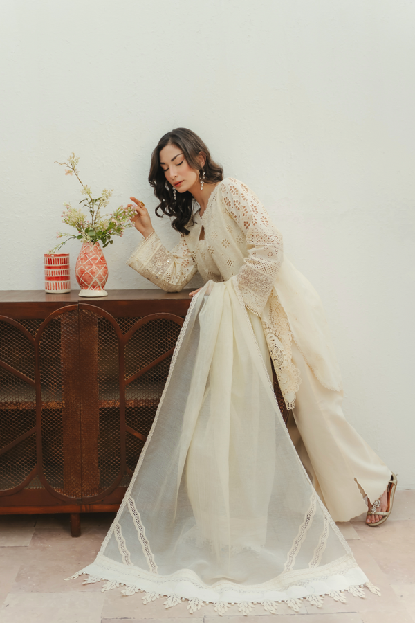Manara by Maria Embroidered Chikankari 3 Piece Suit JASMINE - Festive Collection