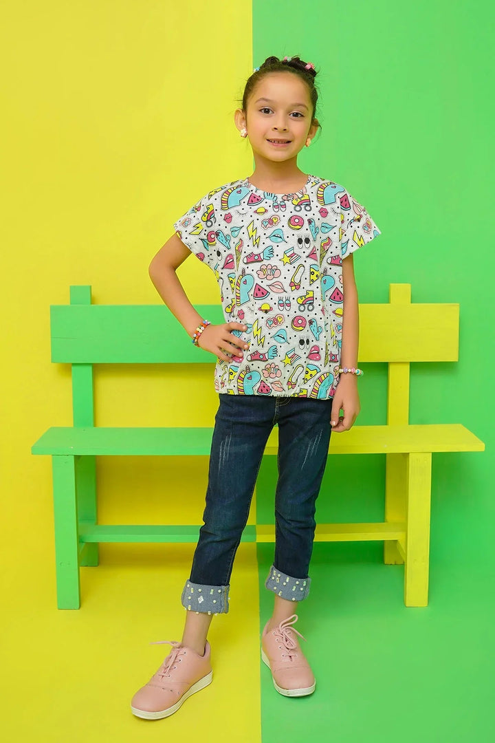 Ochre RTW Printed Cotton T-Shirt Girls 1 Piece OGK-279 - Summer Collection