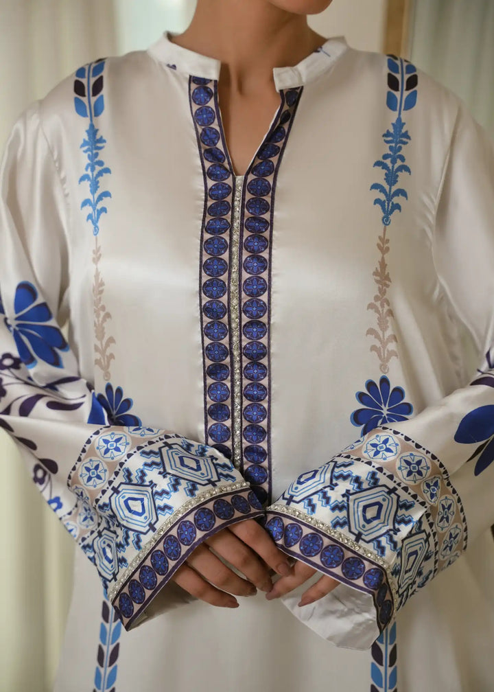 Karashe Women Pret Printed Shamooz Kaftaan Porcelain Bloom - Summer Collection