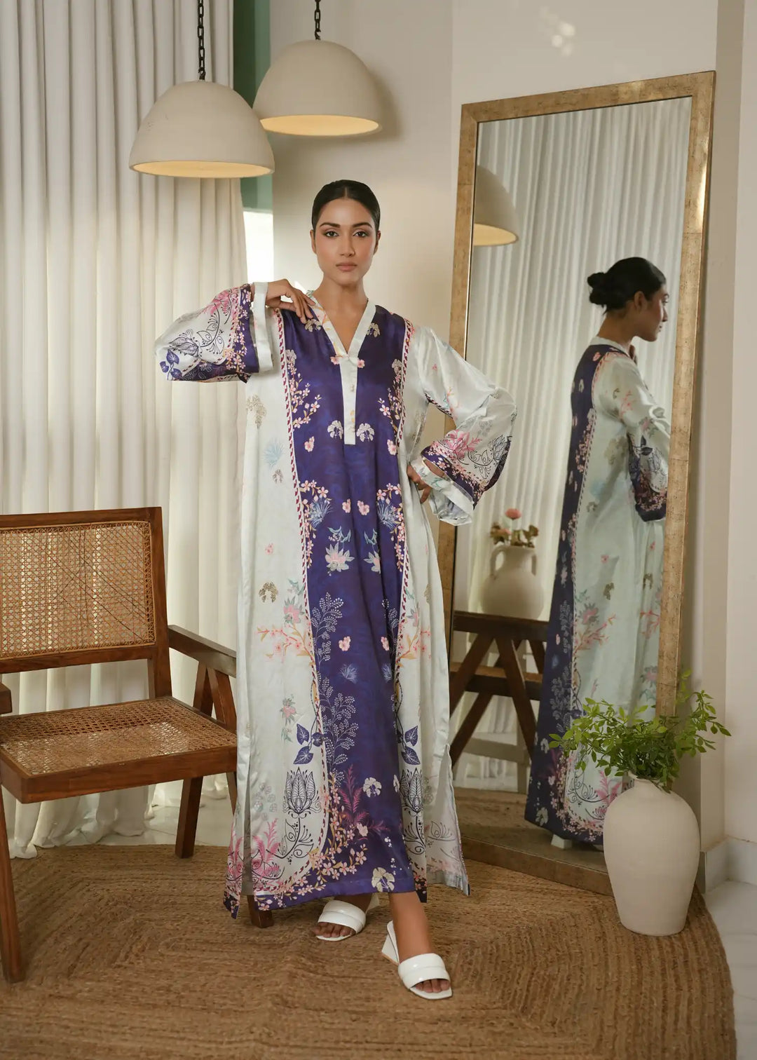 Karashe Women Pret Printed Shamooz Kaftaan Twilight Bloom - Summer Collection