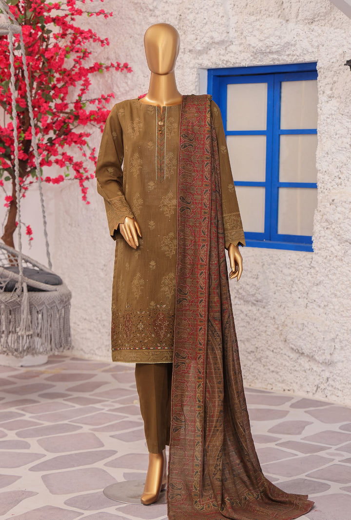 Cross Hatch by Hz Textiles Unstitched Khaddar 3 Piece Embroidered KCE-3084 - Winter Collection