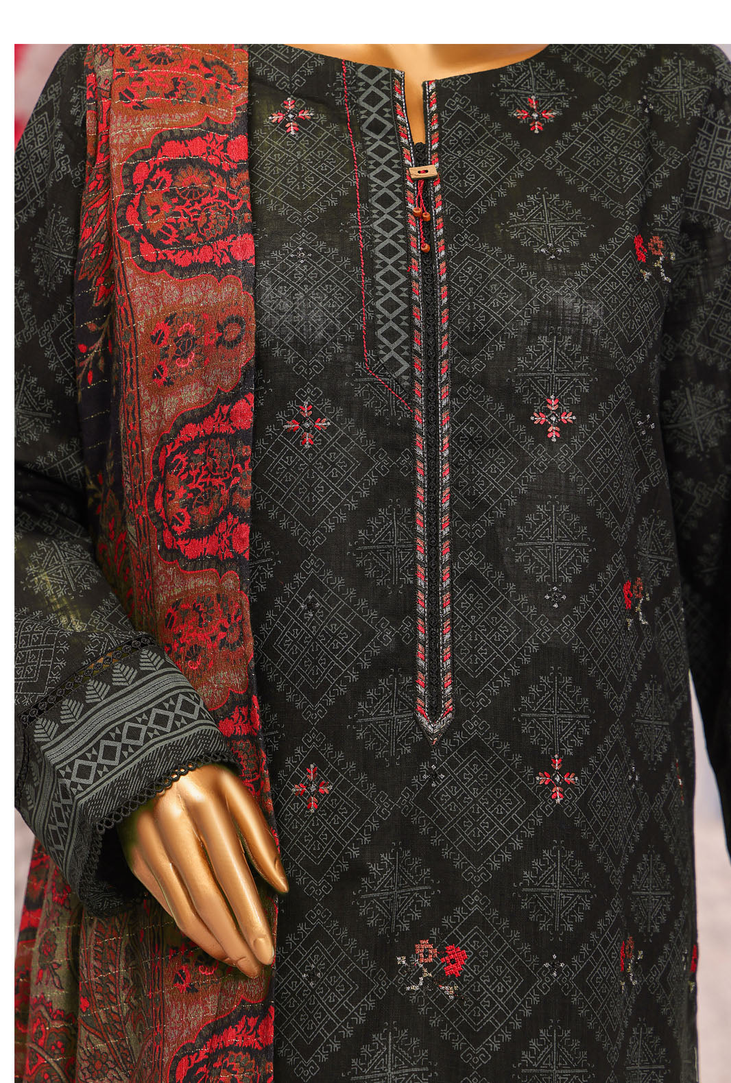 Cross Hatch by Hz Textiles Unstitched Khaddar 3 Piece Embroidered KCE-3086 - Winter Collection