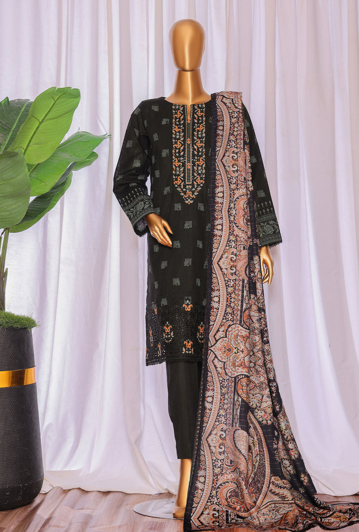 Cross Hatch by Hz Textiles Unstitched Khaddar 3 Piece Embroidered KCE-3088 - Winter Collection