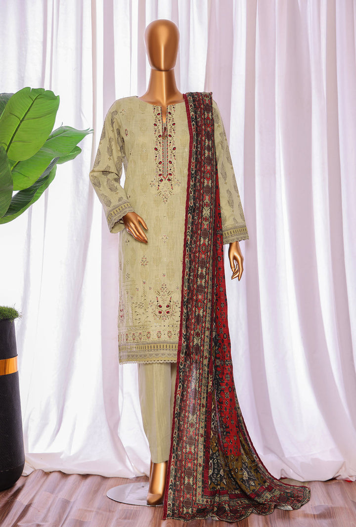Cross Hatch by Hz Textiles Unstitched Khaddar 3 Piece Embroidered KCE-3089 - Winter Collection