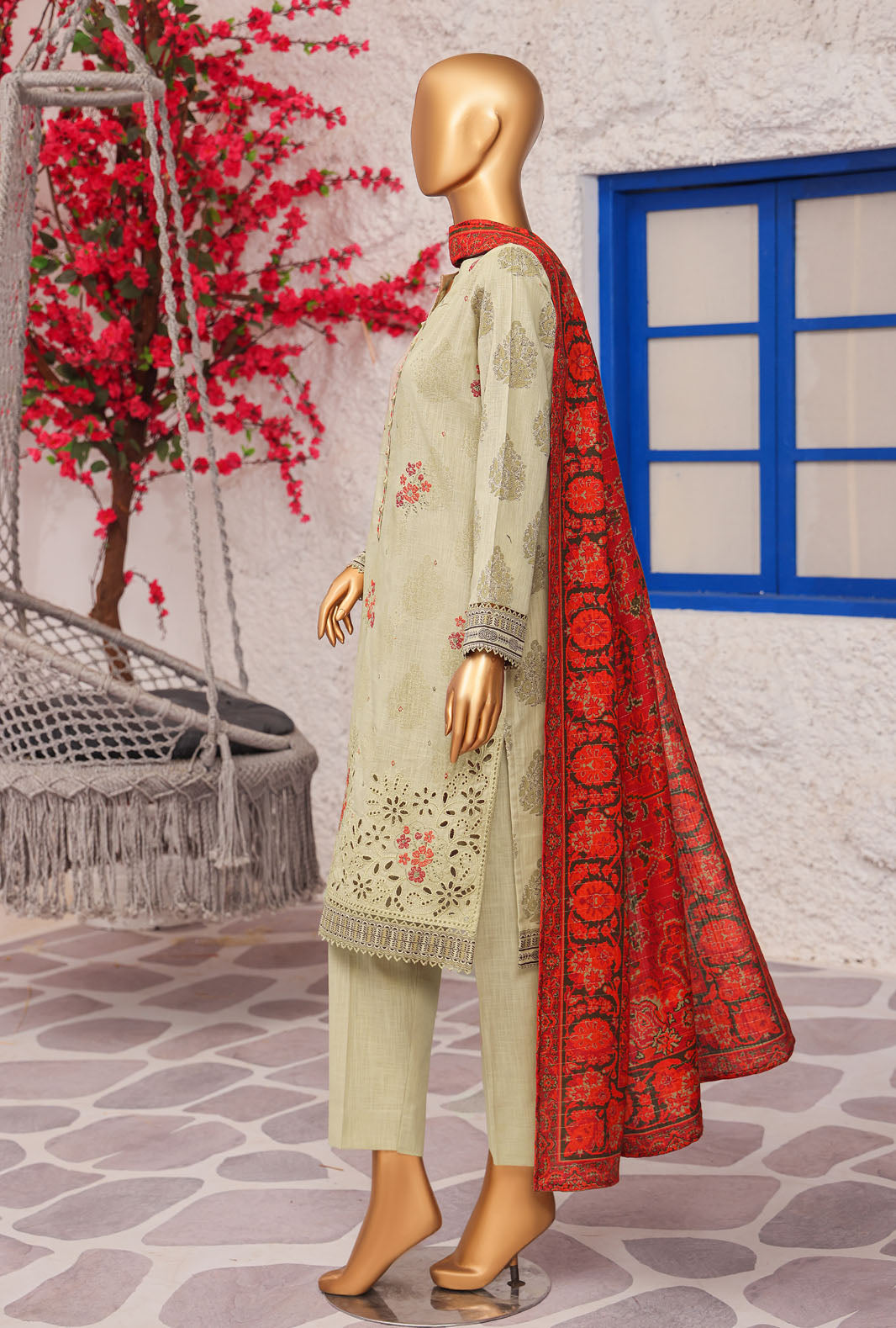 Cross Hatch by Hz Textiles Unstitched Khaddar 3 Piece Embroidered KCE-3090 - Winter Collection