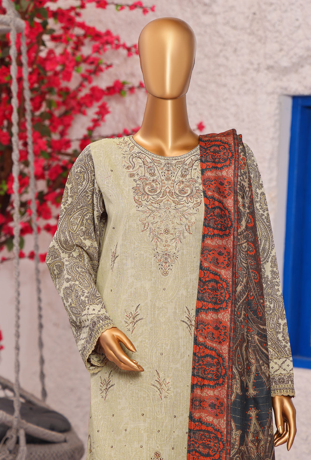 Cross Hatch by Hz Textiles Unstitched Khaddar 3 Piece Embroidered KCE-3091 - Winter Collection