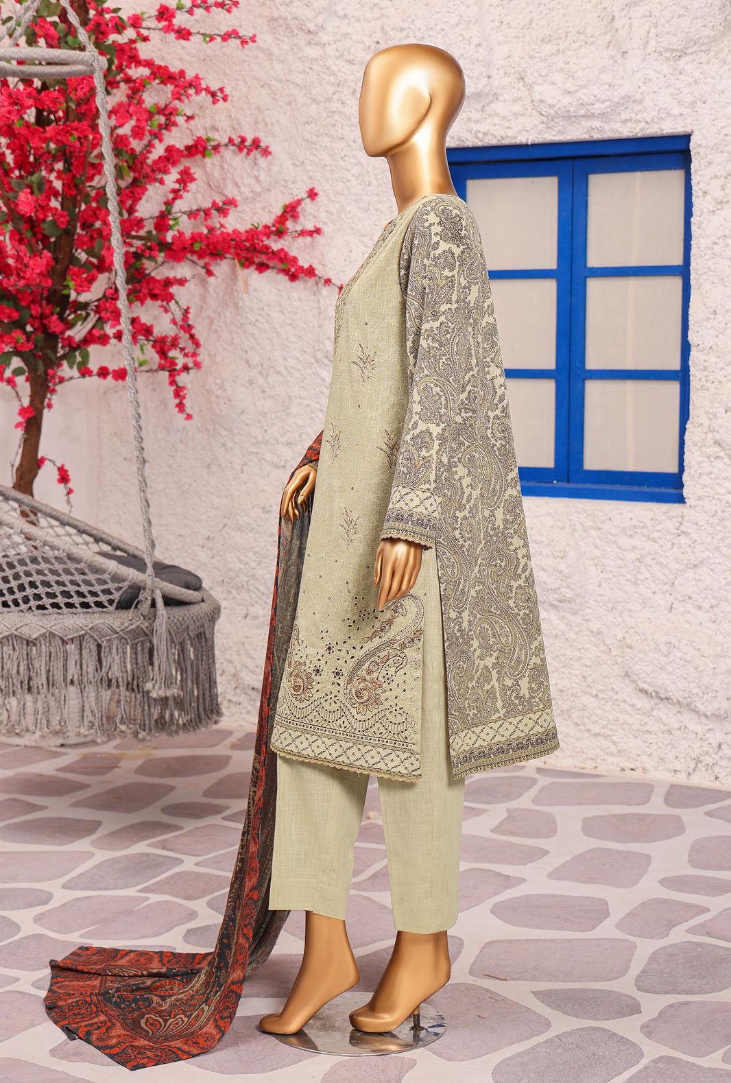 Cross Hatch by Hz Textiles Unstitched Khaddar 3 Piece Embroidered KCE-3091 - Winter Collection
