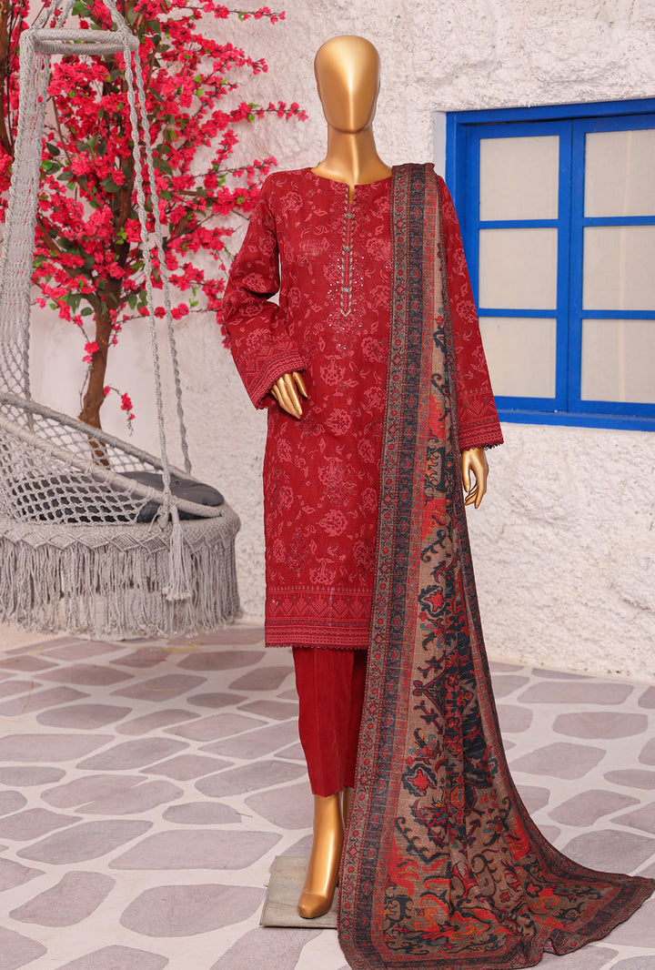 Cross Hatch by Hz Textiles Unstitched Khaddar 3 Piece Embroidered KCE-3092 - Winter Collection