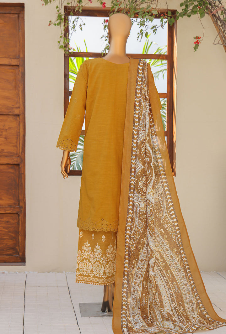 Hz Textiles Unstitched Khaddar Embroidered Suit With Pashmina Shawl 3 Piece KCP-01 - Winter Collection