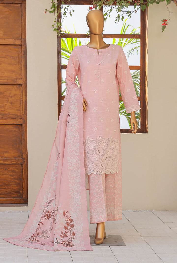 Hz Textiles Unstitched Khaddar Embroidered Suit With Pashmina Shawl 3 Piece KCP-02 - Winter Collection