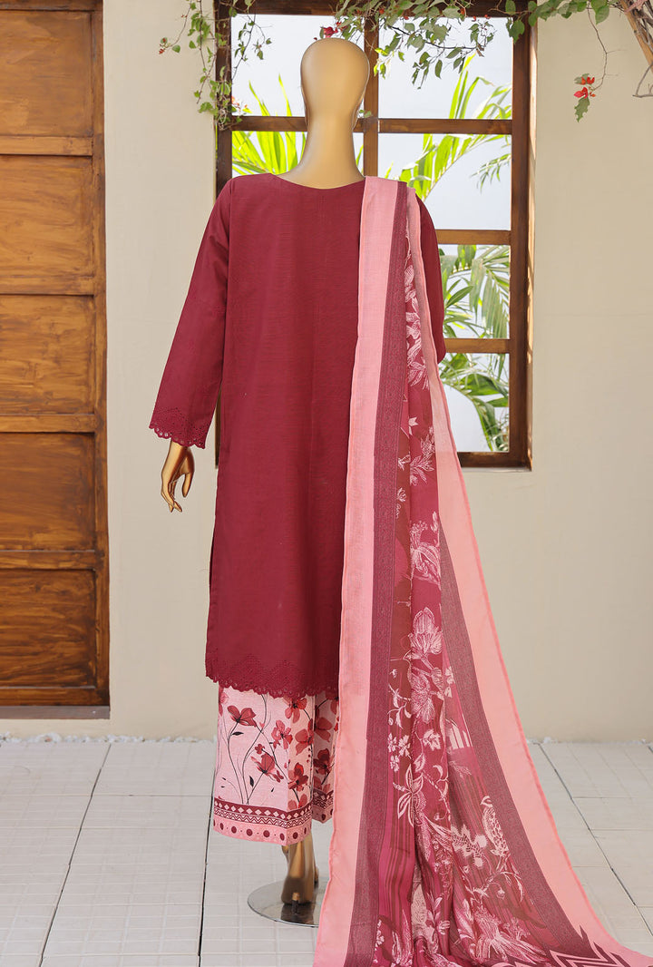 Hz Textiles Unstitched Khaddar Embroidered Suit With Pashmina Shawl 3 Piece KCP-04 - Winter Collection