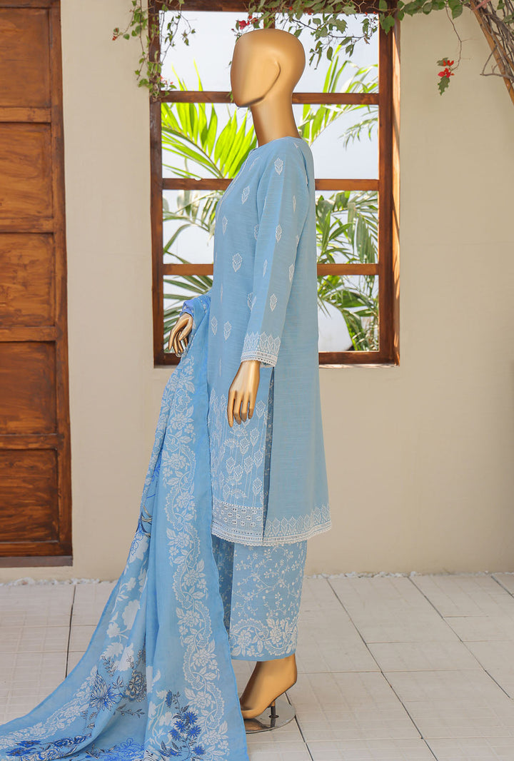 Hz Textiles Unstitched Khaddar Embroidered Suit With Pashmina Shawl 3 Piece KCP-05 - Winter Collection