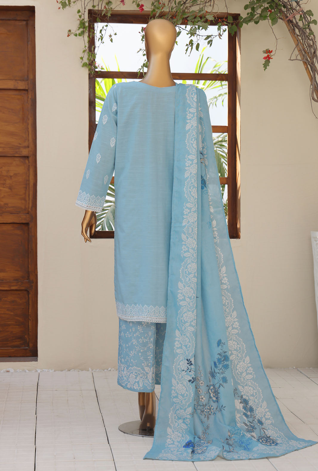 Hz Textiles Unstitched Khaddar Embroidered Suit With Pashmina Shawl 3 Piece KCP-05 - Winter Collection