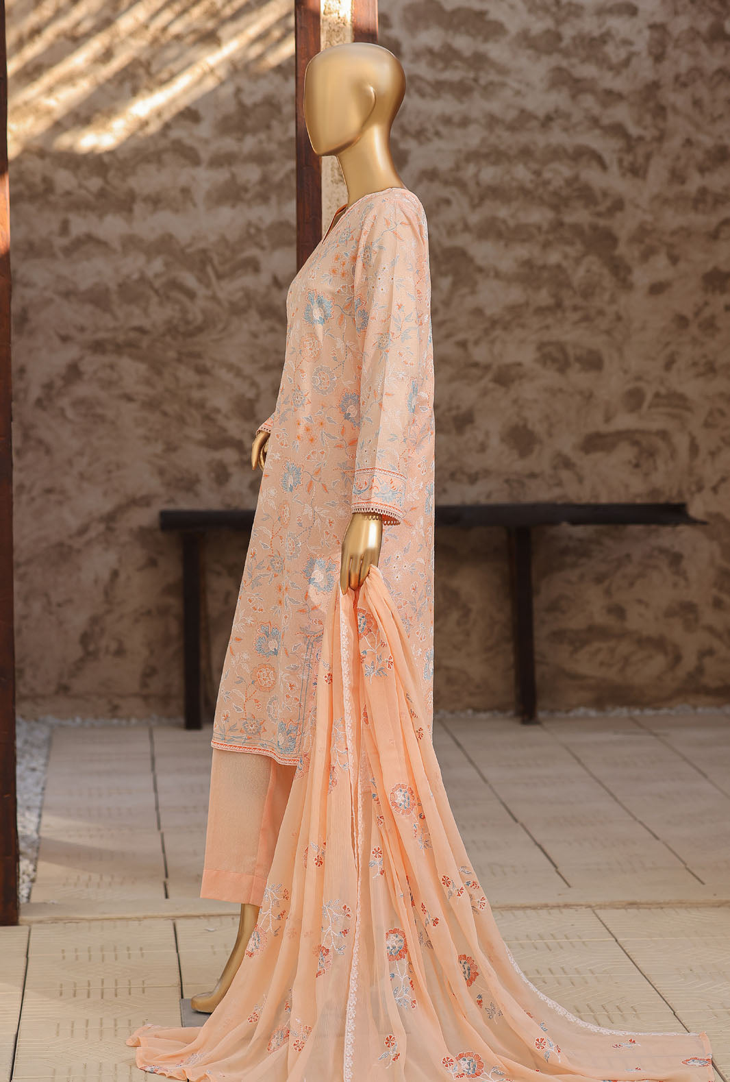 Libas e Khas by HZ Textiles Unstitched Embroidered Lawn Karandi 3 Piece Suit KPP - 7023 - Summer Collection