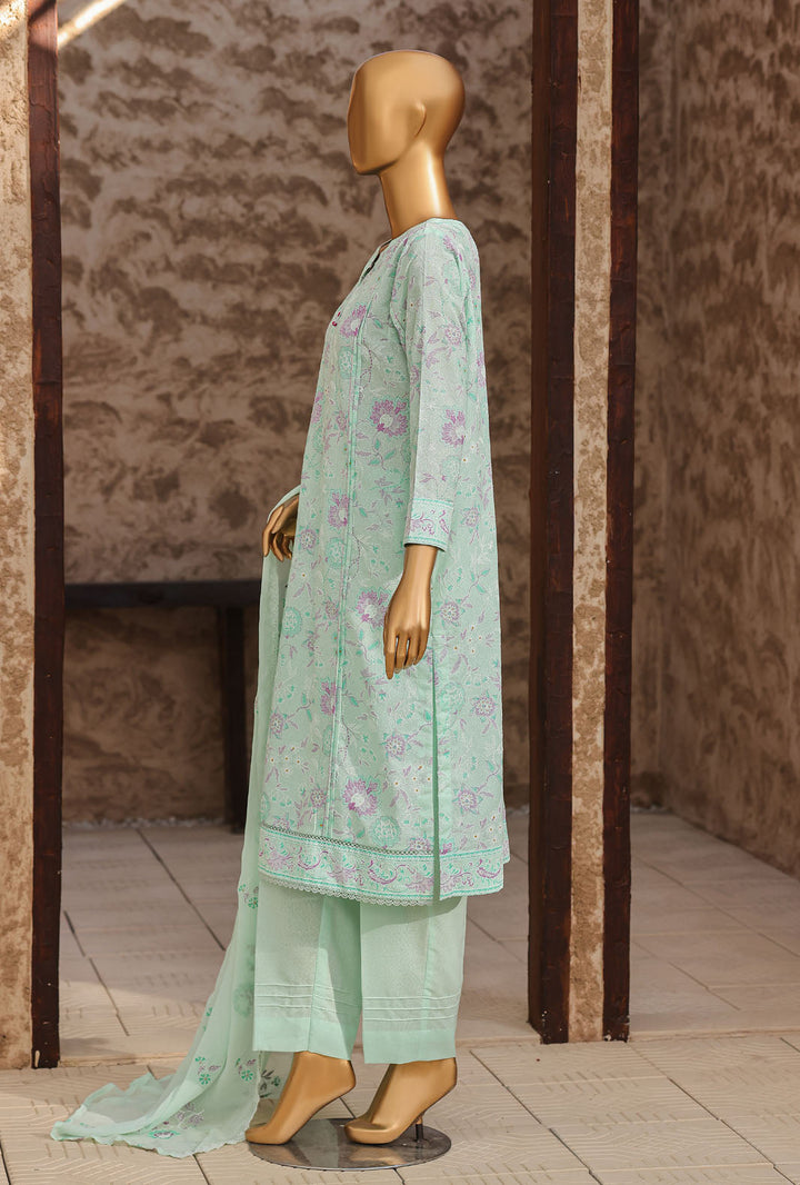 Libas e Khas by HZ Textiles Unstitched Embroidered Lawn Karandi 3 Piece Suit KPP - 7024 - Summer Collection